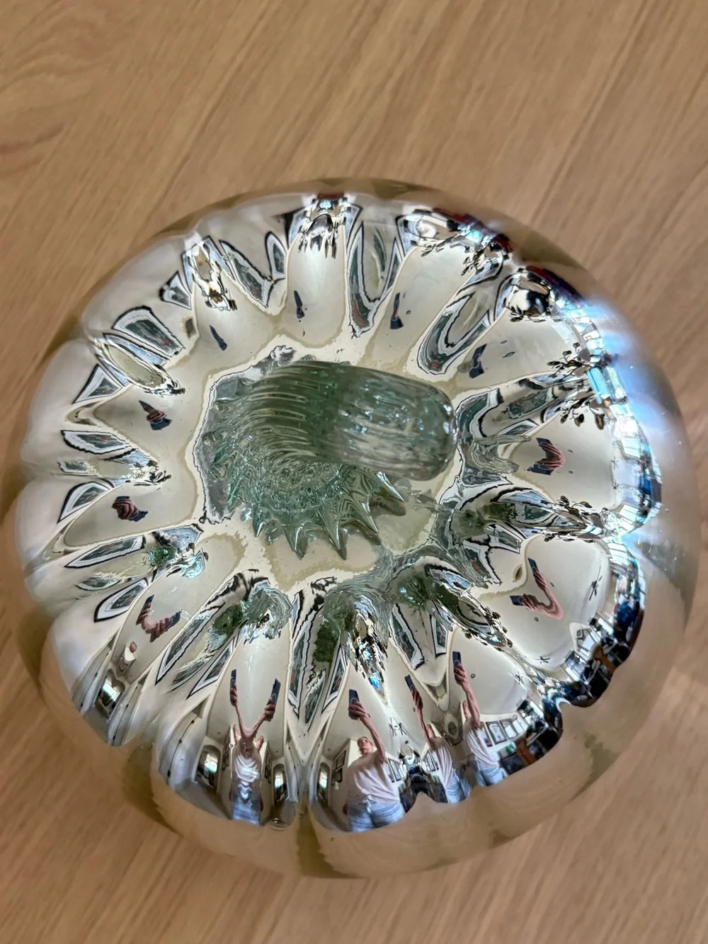 Pottery Barn Handblown Reflective Silver Mercury Glass Pumpkin Large Size NWT